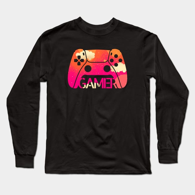 Gamer Controller Silhouette Long Sleeve T-Shirt by MrDrajan